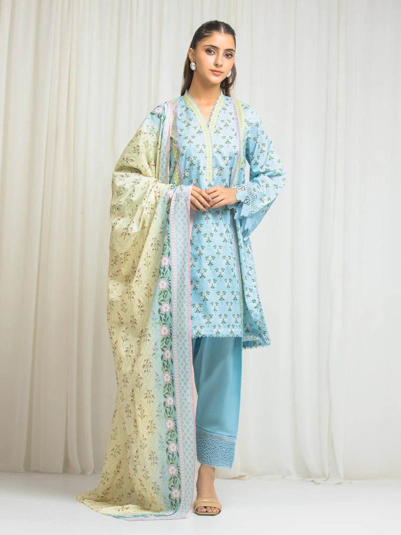 edenrobe Allure Lawn Unstitched Printed 3Pc Suit EWU6A1-36569