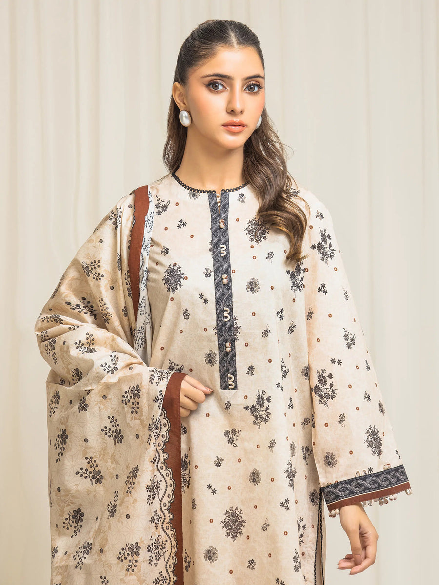 edenrobe Allure Lawn Unstitched Printed 3Pc Suit EWU6A1-36570