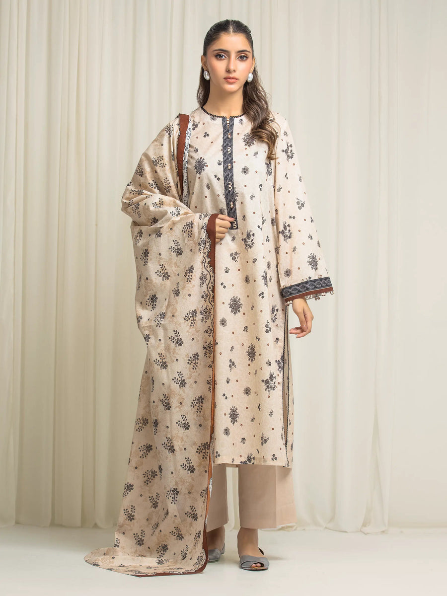 edenrobe Allure Lawn Unstitched Printed 3Pc Suit EWU6A1-36570