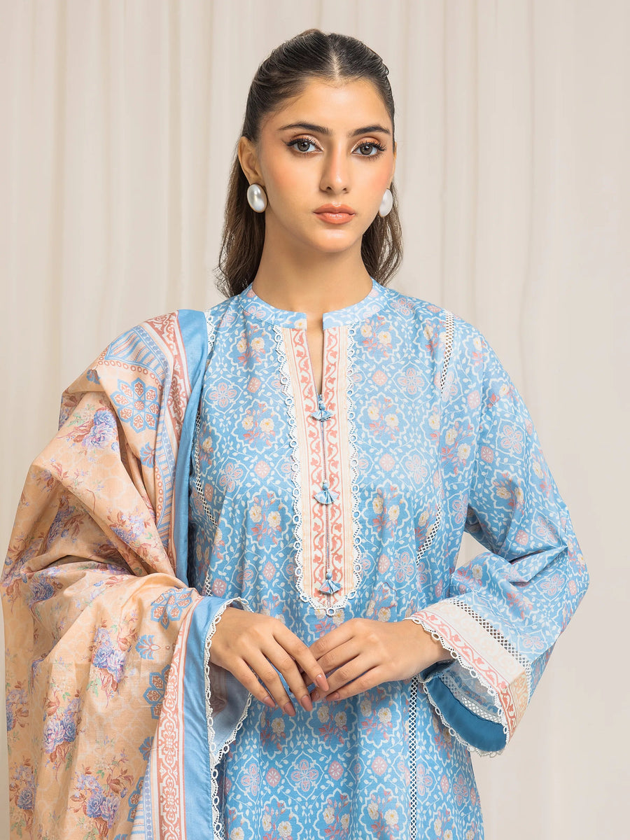 edenrobe Allure Lawn Unstitched Printed 3Pc Suit EWU6A1-36571