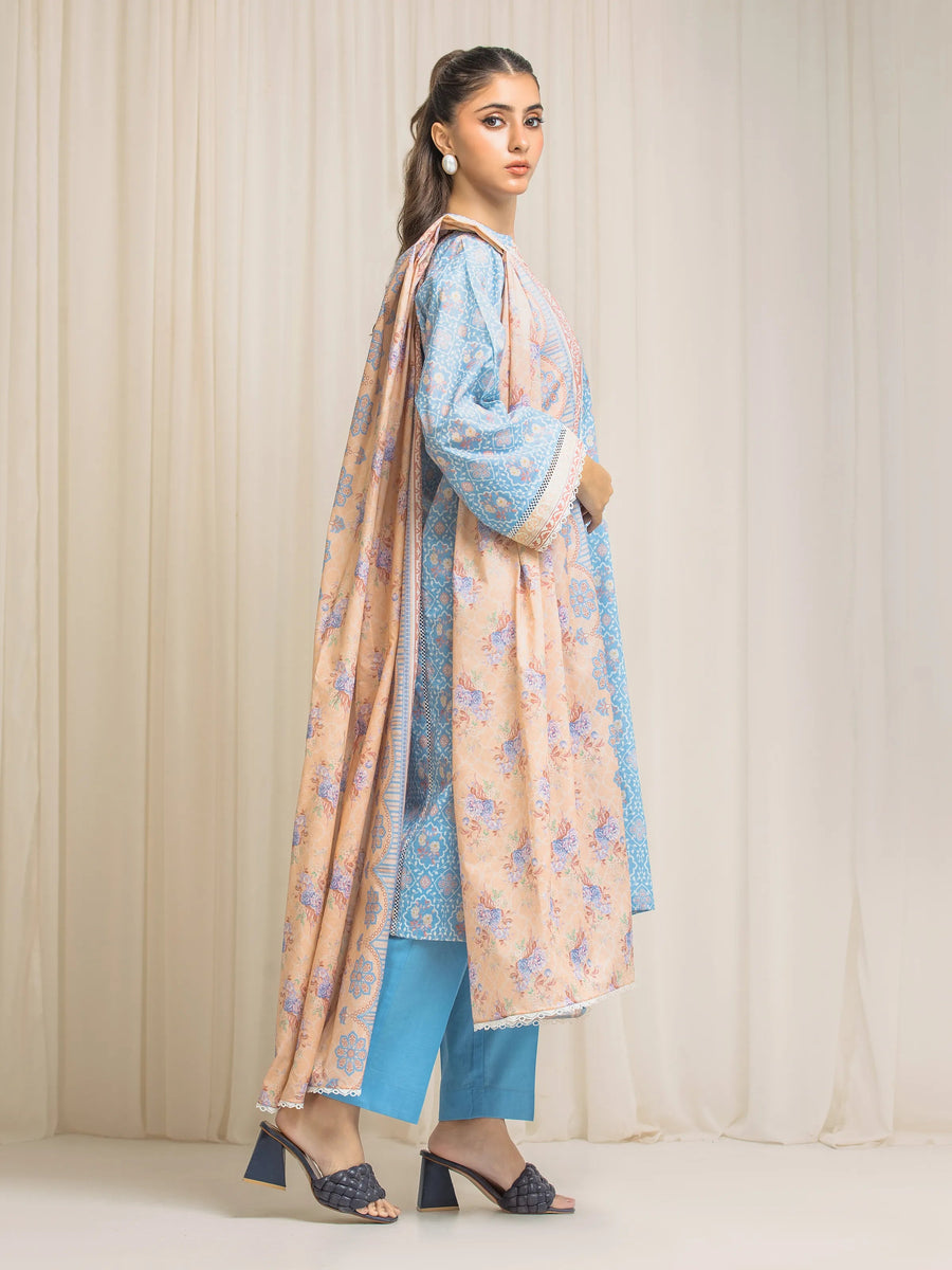 edenrobe Allure Lawn Unstitched Printed 3Pc Suit EWU6A1-36571