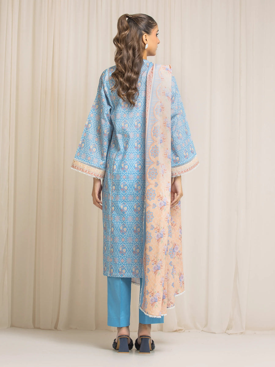 edenrobe Allure Lawn Unstitched Printed 3Pc Suit EWU6A1-36571