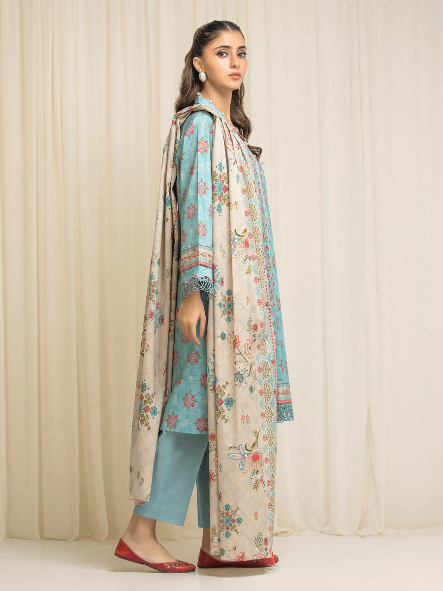 edenrobe Allure Lawn Unstitched Printed 3Pc Suit EWU6A1-36573
