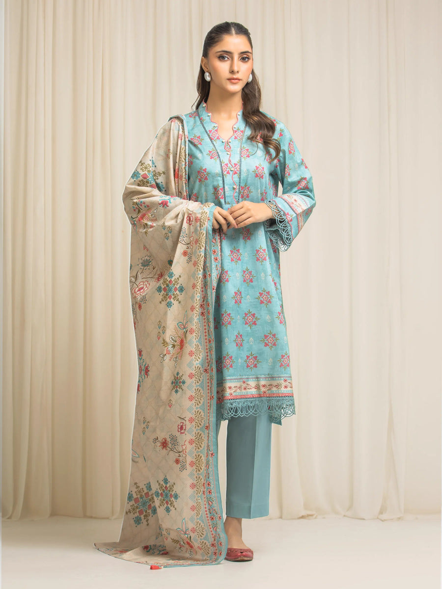 edenrobe Allure Lawn Unstitched Printed 3Pc Suit EWU6A1-36573