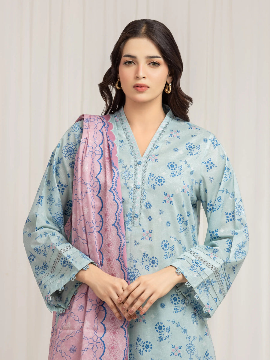 edenrobe Allure Lawn Unstitched Printed 3Pc Suit EWU6A1-36574