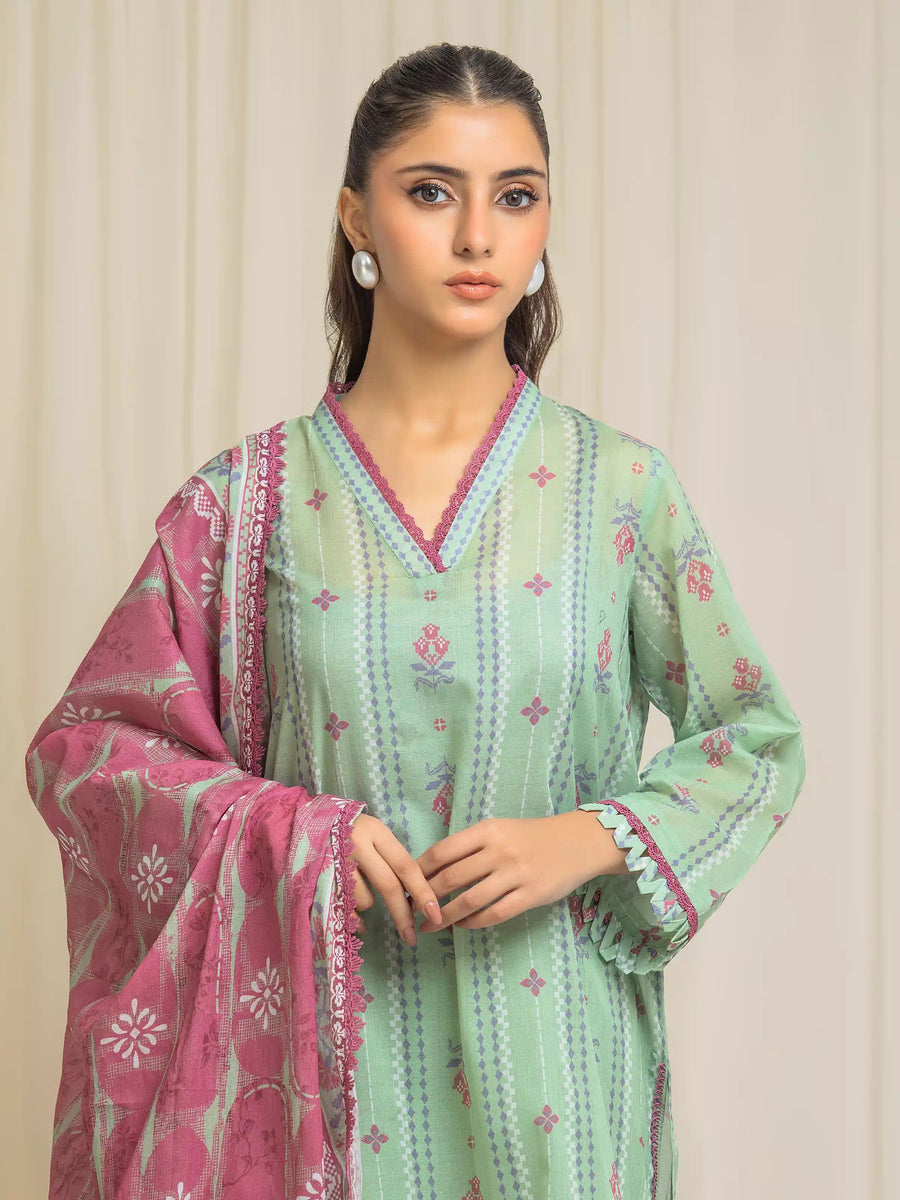 edenrobe Allure Lawn Unstitched Printed 3Pc Suit EWU6A1-36576