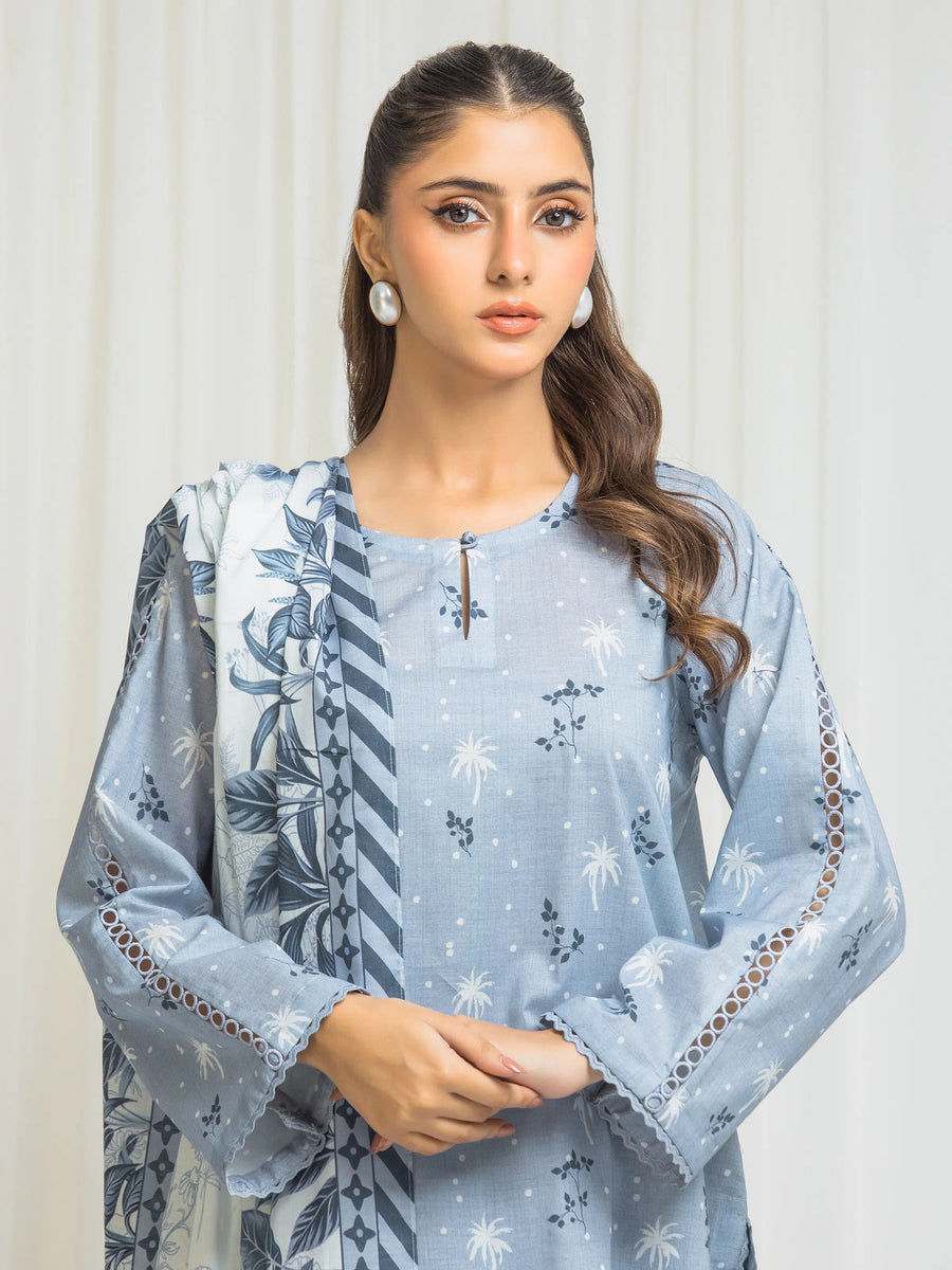 edenrobe Allure Lawn Unstitched Printed 3Pc Suit EWU6A1-36579