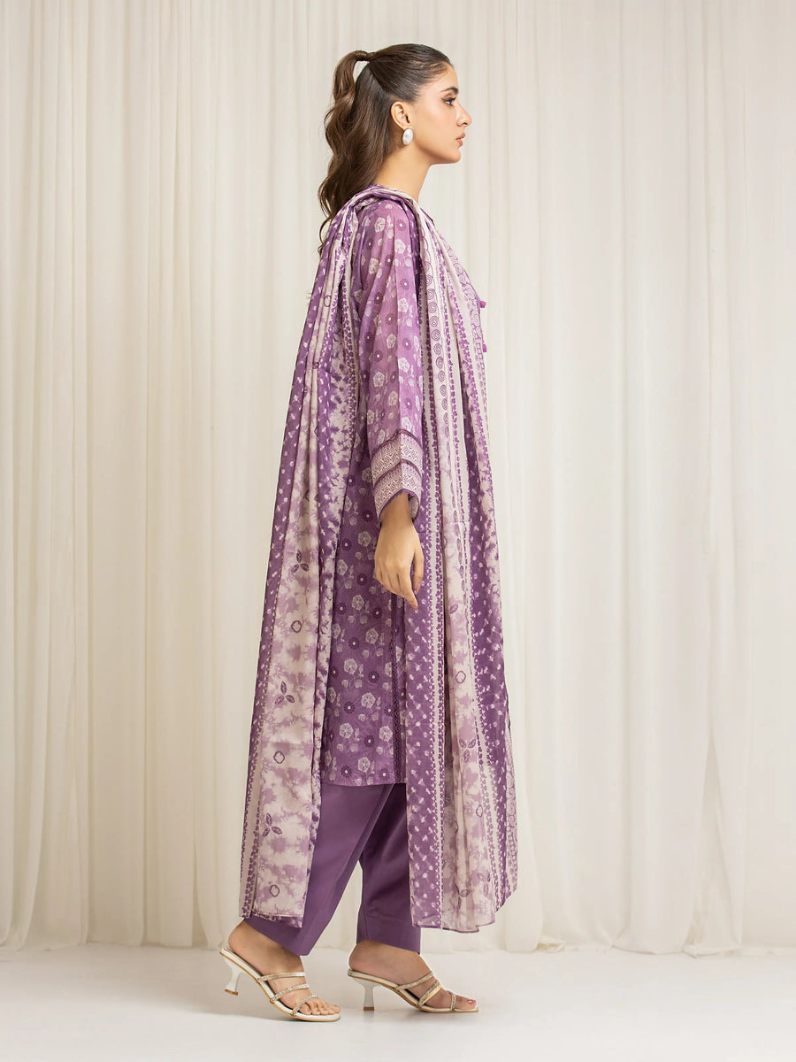 edenrobe Allure Lawn Unstitched Printed 3Pc Suit EWU6A1-36582