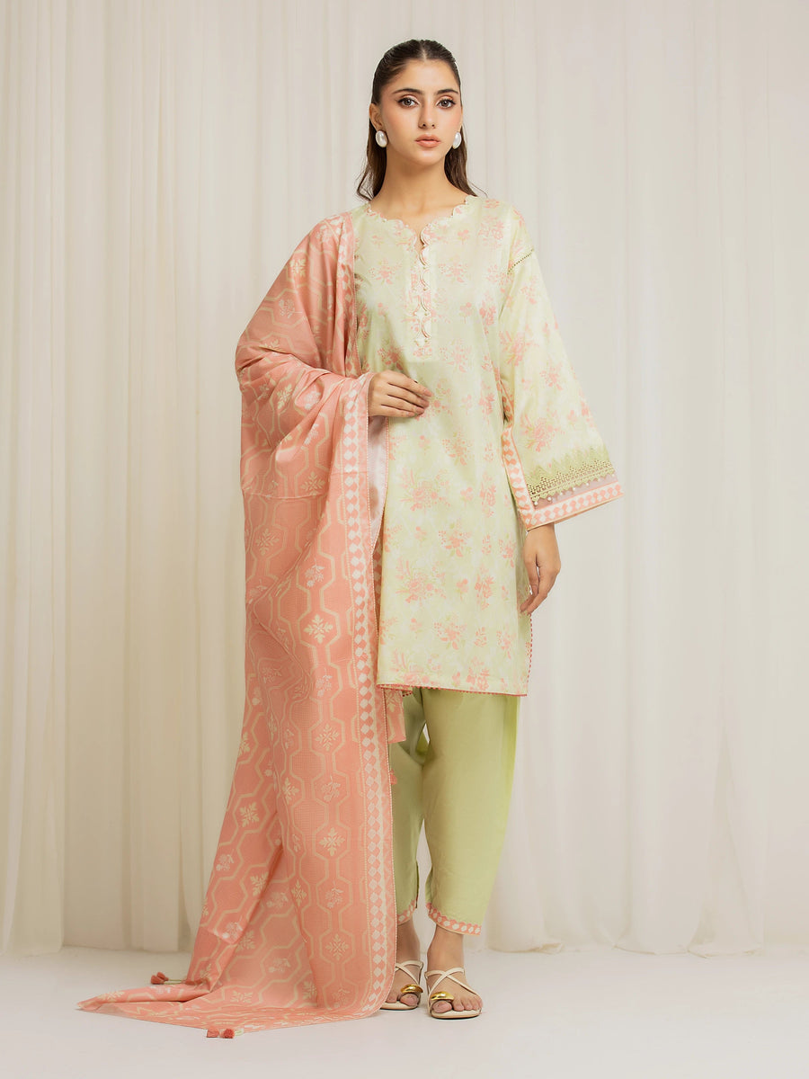 edenrobe Allure Lawn Unstitched Printed 3Pc Suit EWU6A1-36583