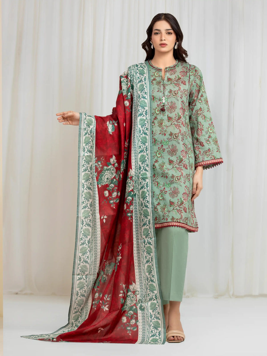 edenrobe Allure Lawn Unstitched Printed 3Pc Suit EWU6A1-36584