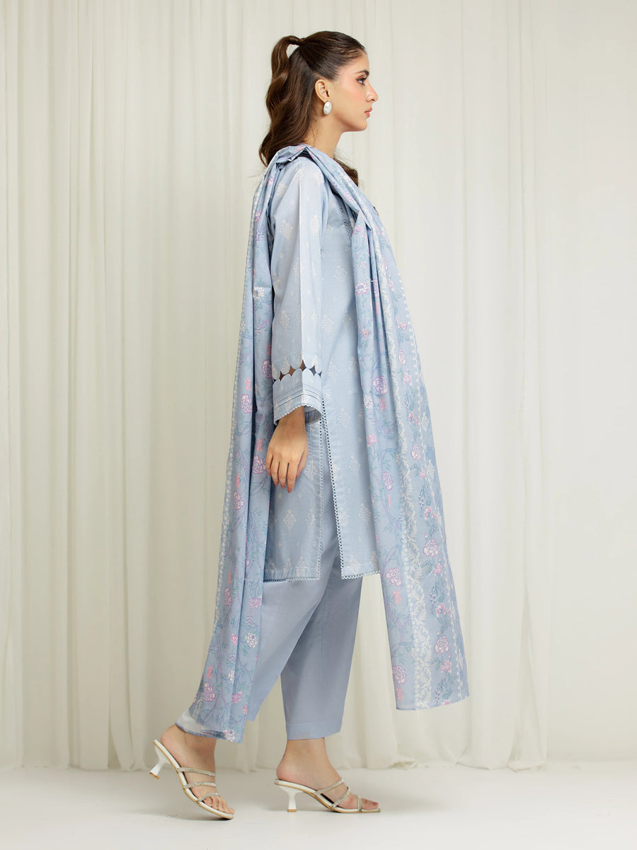 edenrobe Allure Lawn Unstitched Printed 3Pc Suit EWU6A1-36588