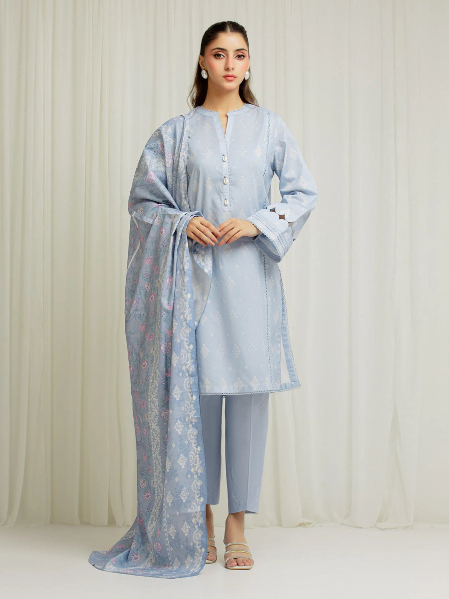 edenrobe Allure Lawn Unstitched Printed 3Pc Suit EWU6A1-36588