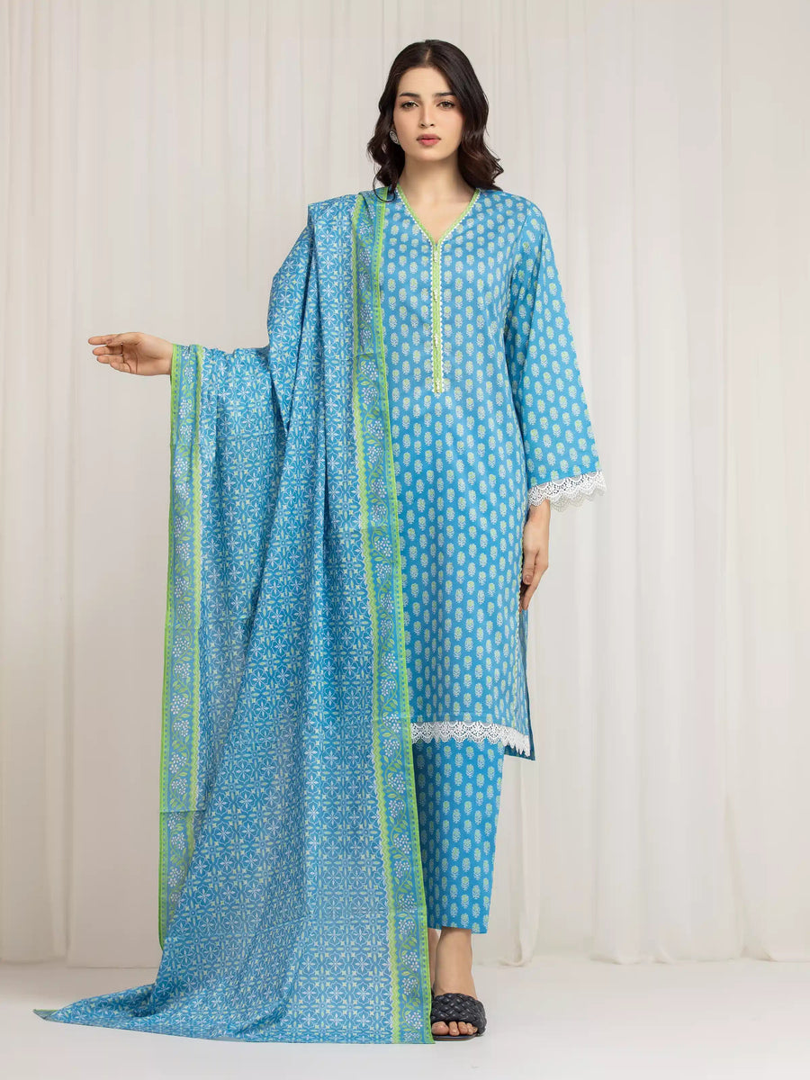 edenrobe Allure Lawn Unstitched Printed 3Pc Suit EWU6A1-36592
