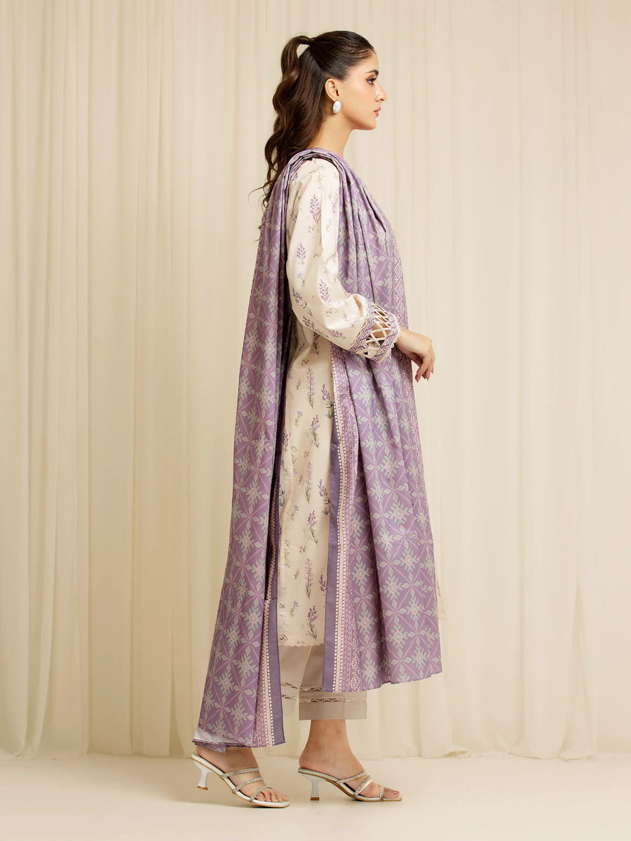 edenrobe Allure Lawn Unstitched Printed 3Pc Suit EWU6A1-36598