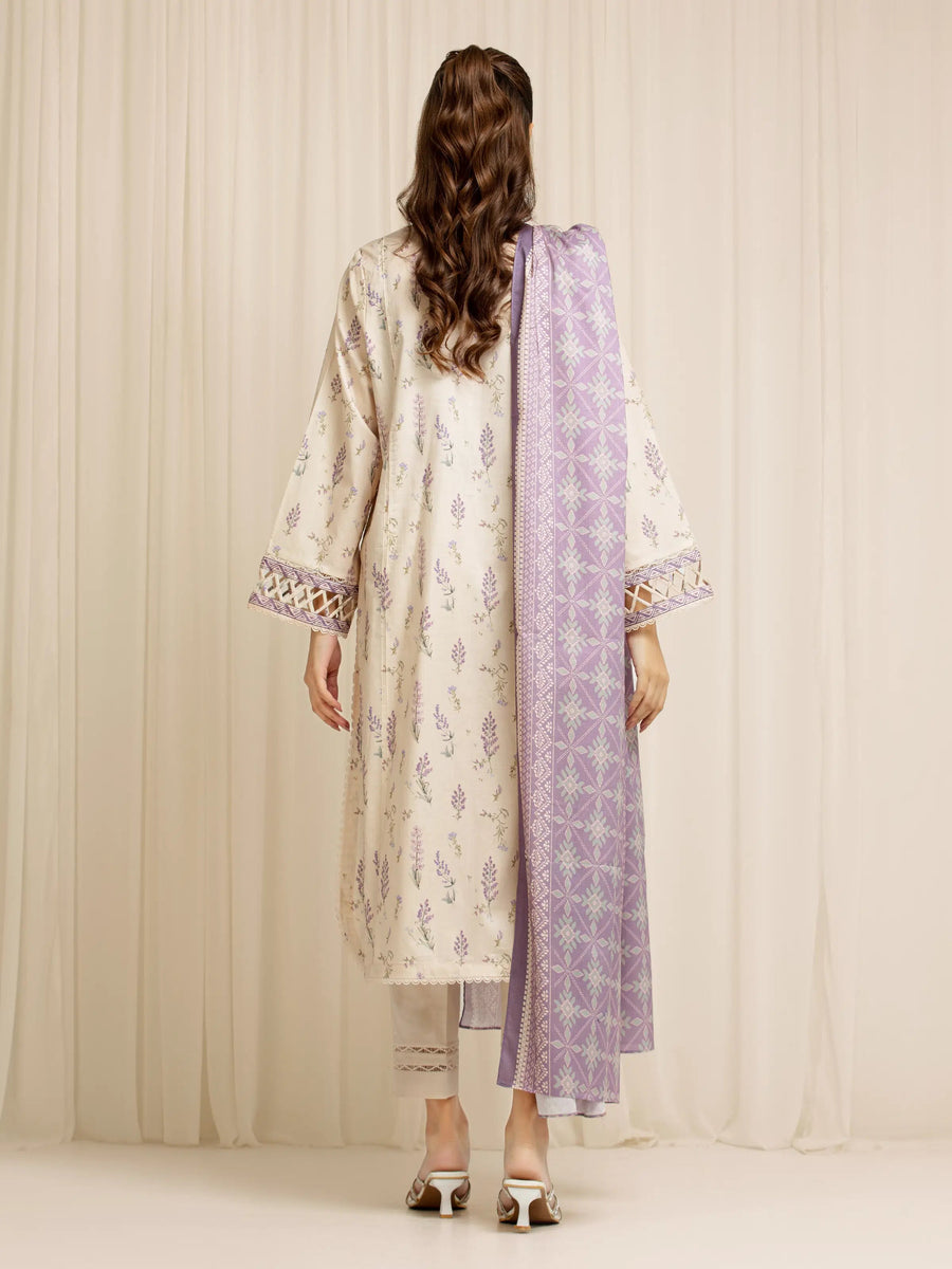edenrobe Allure Lawn Unstitched Printed 3Pc Suit EWU6A1-36598