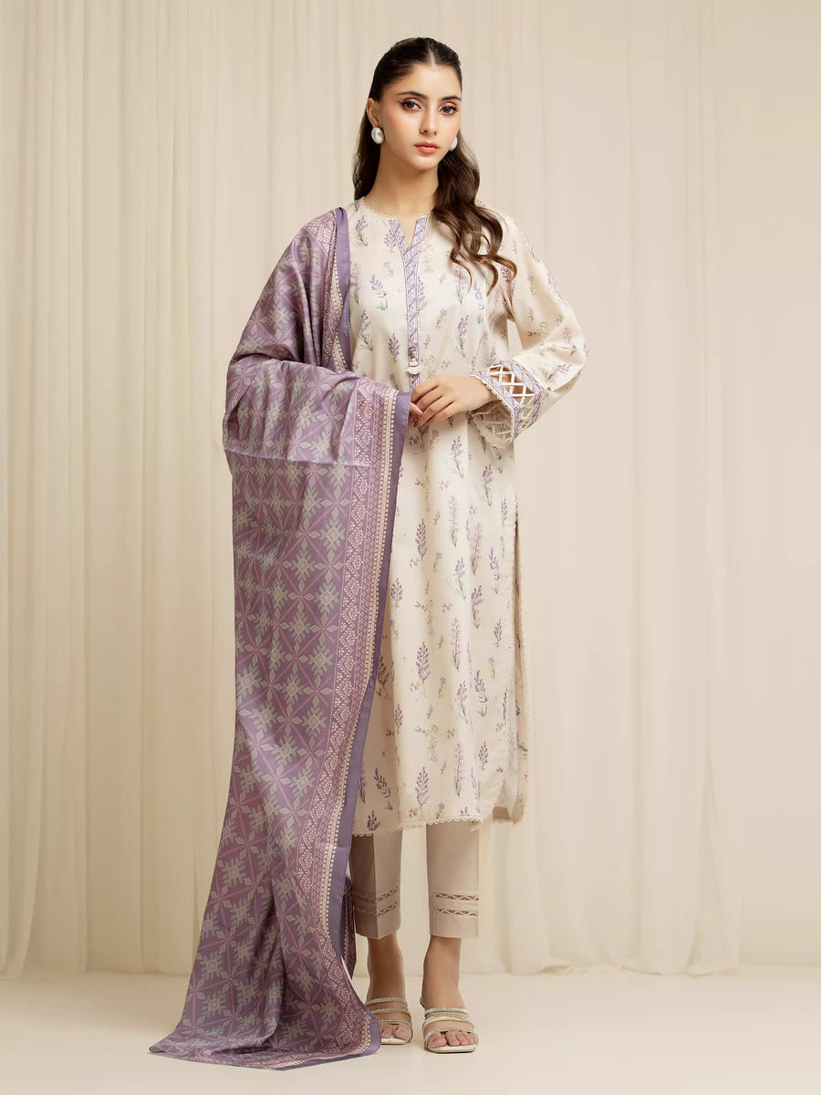 edenrobe Allure Lawn Unstitched Printed 3Pc Suit EWU6A1-36598