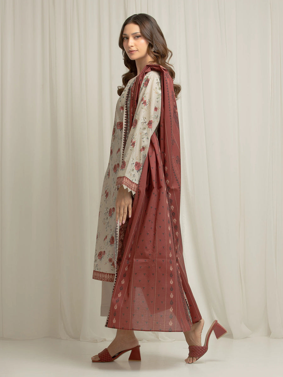 edenrobe Allure Lawn Unstitched Printed 3Pc Suit EWU6A1-36599
