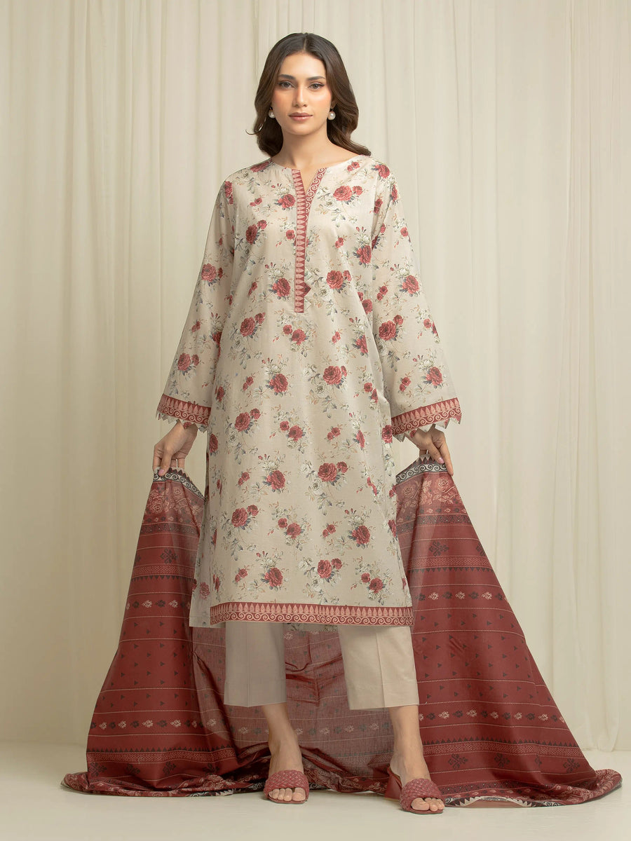 edenrobe Allure Lawn Unstitched Printed 3Pc Suit EWU6A1-36599