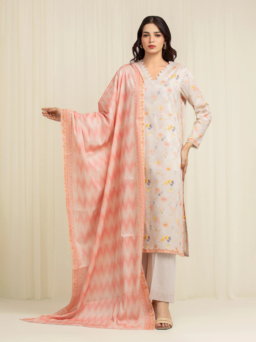 edenrobe Allure Lawn Unstitched Printed 3Pc Suit EWU6A1-36601
