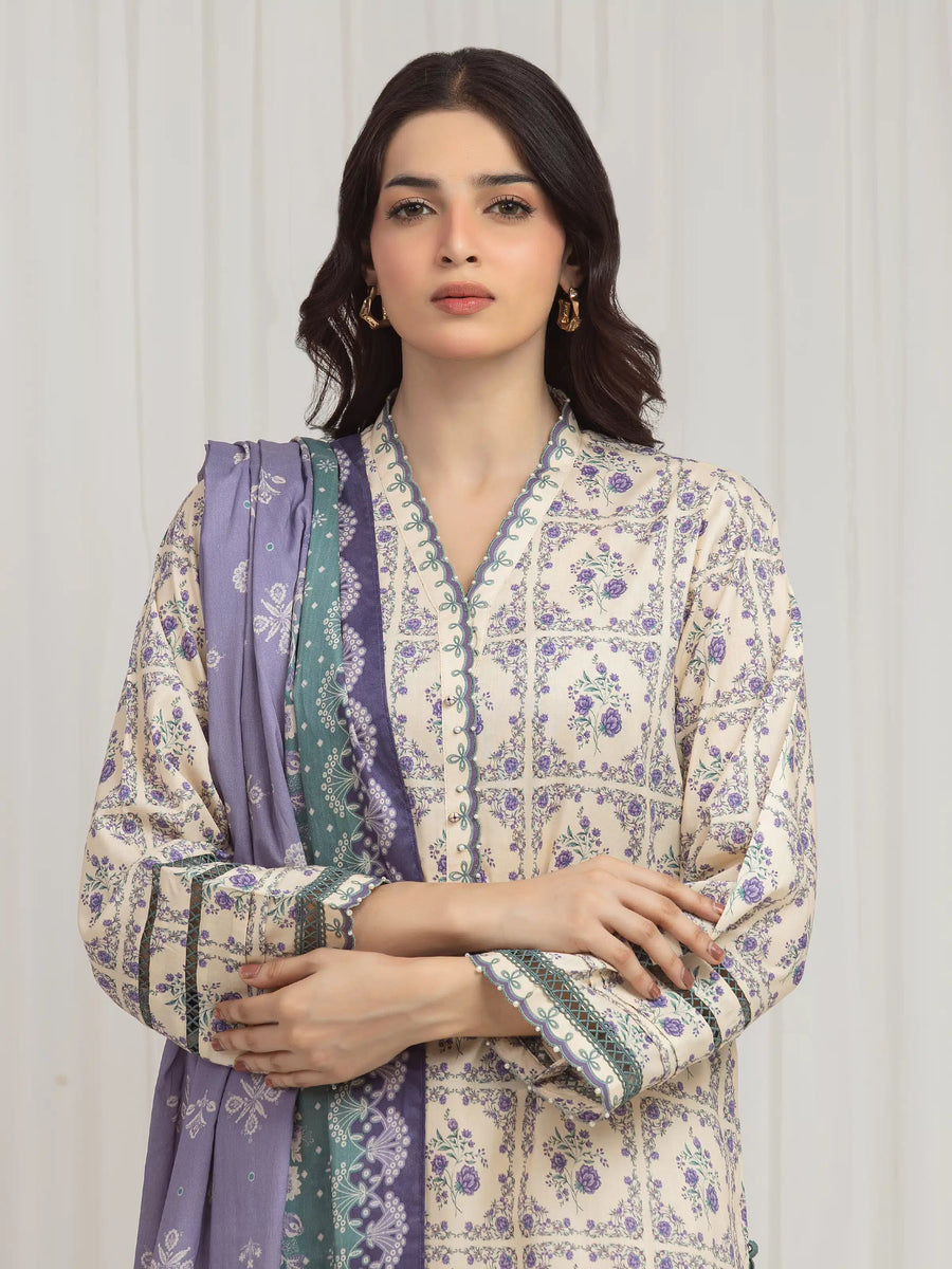 edenrobe Allure Lawn Unstitched Printed 3Pc Suit EWU6A1-36605