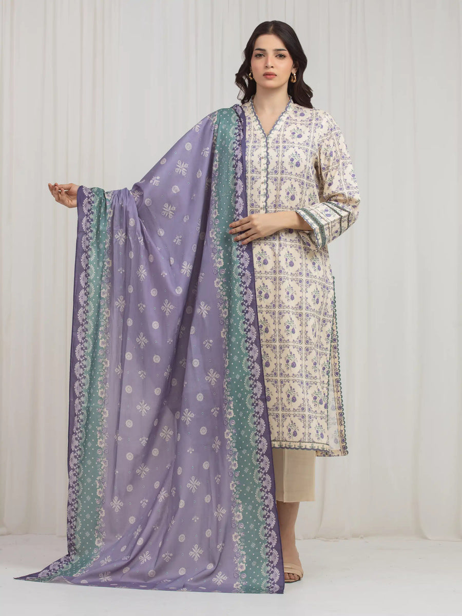 edenrobe Allure Lawn Unstitched Printed 3Pc Suit EWU6A1-36605