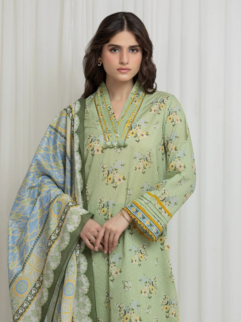 edenrobe Allure Lawn Unstitched Printed 3Pc Suit EWU6A1-36606