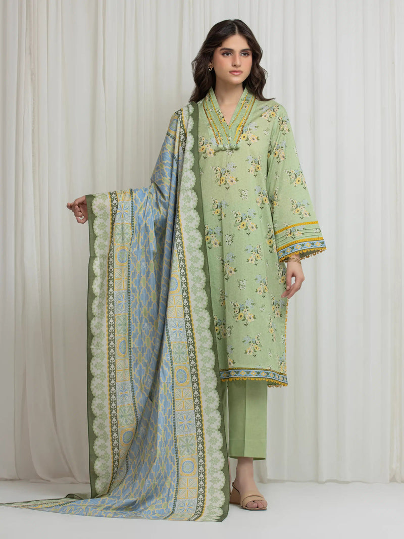 edenrobe Allure Lawn Unstitched Printed 3Pc Suit EWU6A1-36606