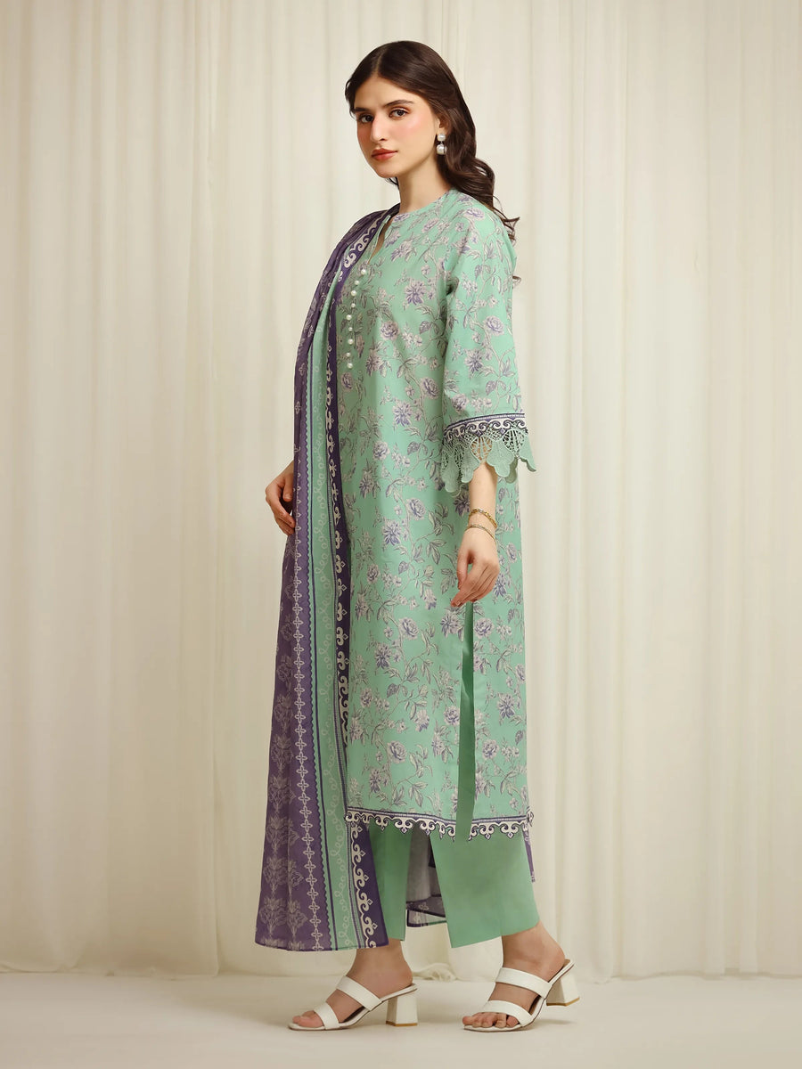 edenrobe Allure Lawn Unstitched Printed 3Pc Suit EWU6A1-36607