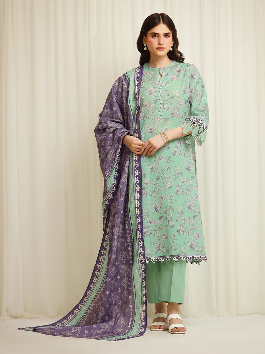 edenrobe Allure Lawn Unstitched Printed 3Pc Suit EWU6A1-36607