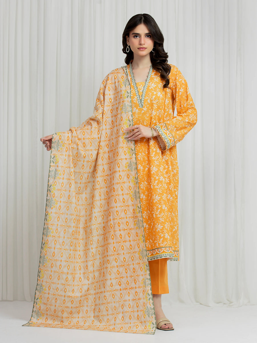 edenrobe Allure Lawn Unstitched Printed 3Pc Suit EWU6A1-36609