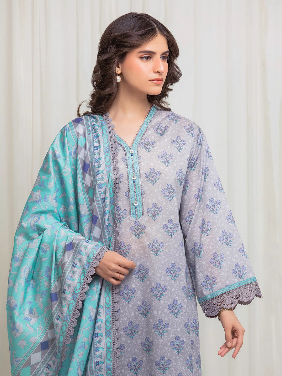 edenrobe Allure Lawn Unstitched Printed 3Pc Suit EWU6A1-36610