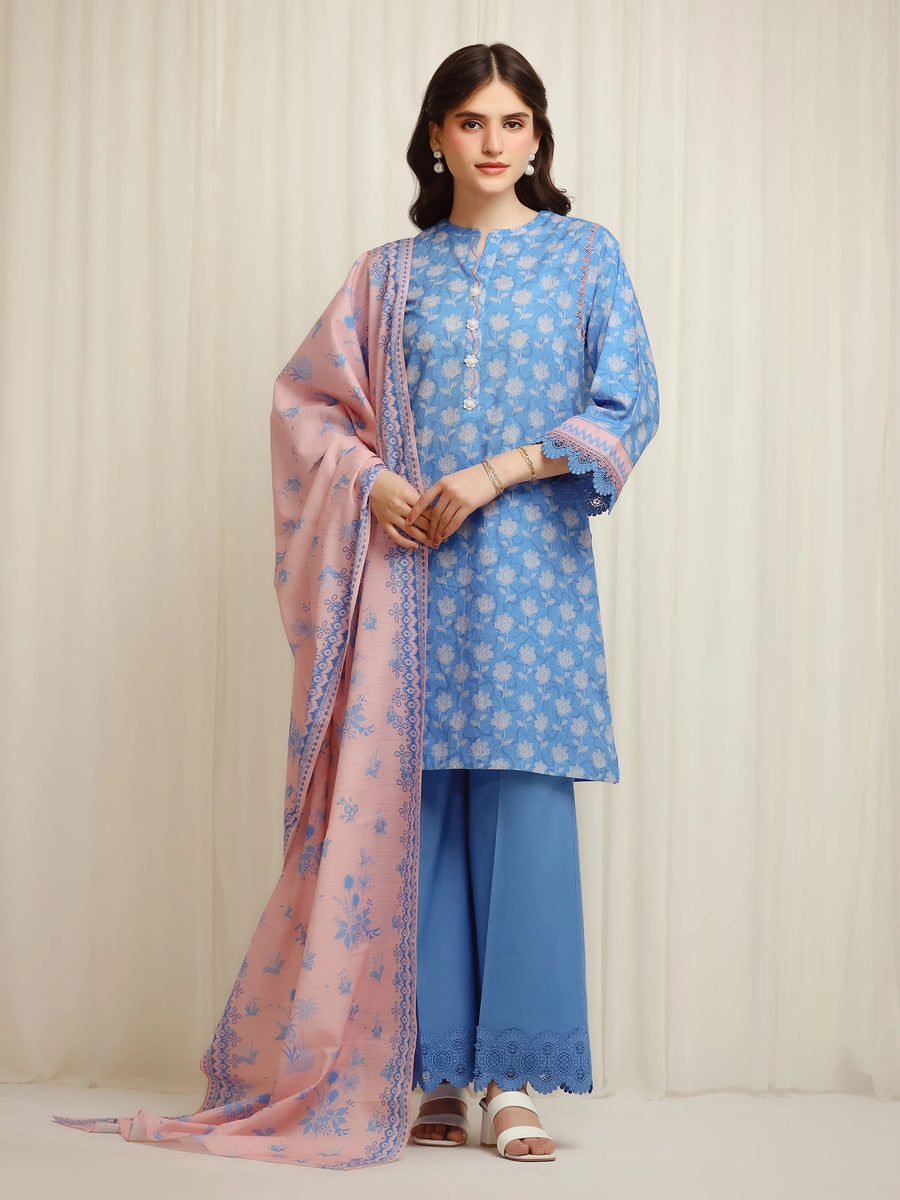 edenrobe Allure Lawn Unstitched Printed 3Pc Suit EWU6A1-36615