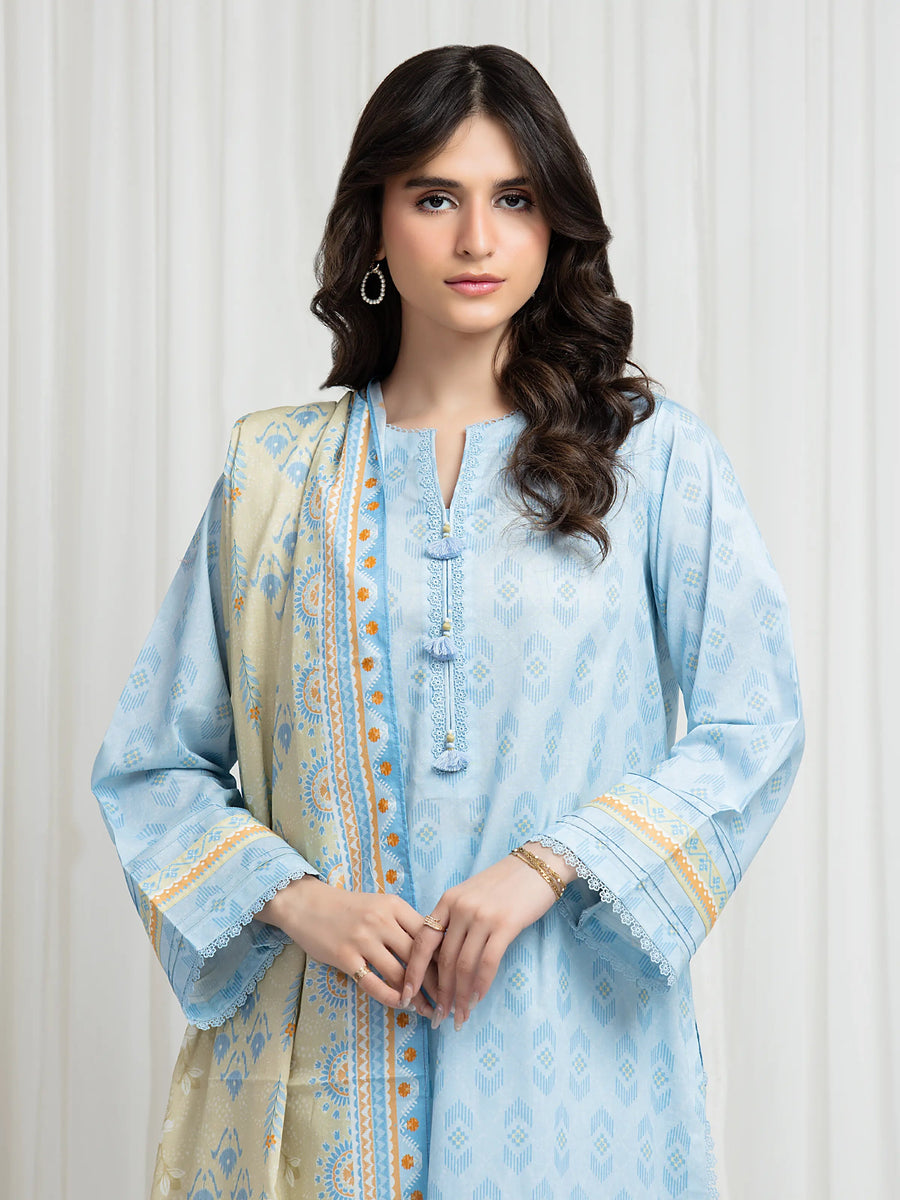 edenrobe Allure Lawn Unstitched Printed 3Pc Suit EWU6A1-36616