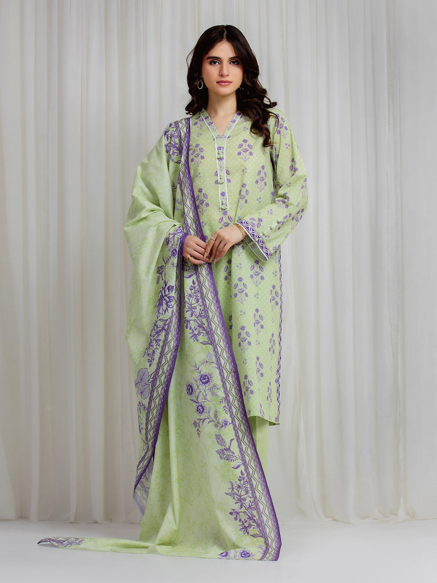 edenrobe Allure Lawn Unstitched Printed 3Pc Suit EWU6A1-36618