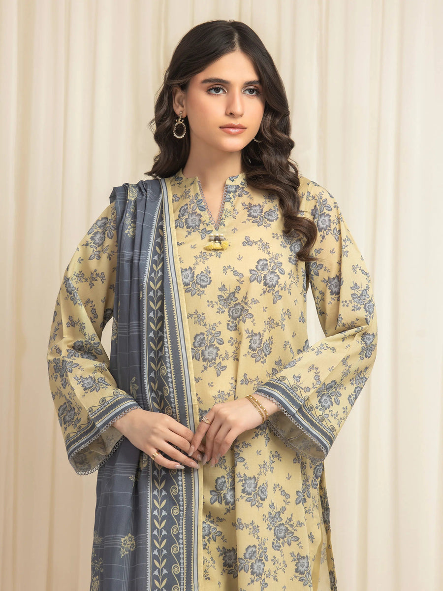 edenrobe Allure Lawn Unstitched Printed 3Pc Suit EWU6A1-36619