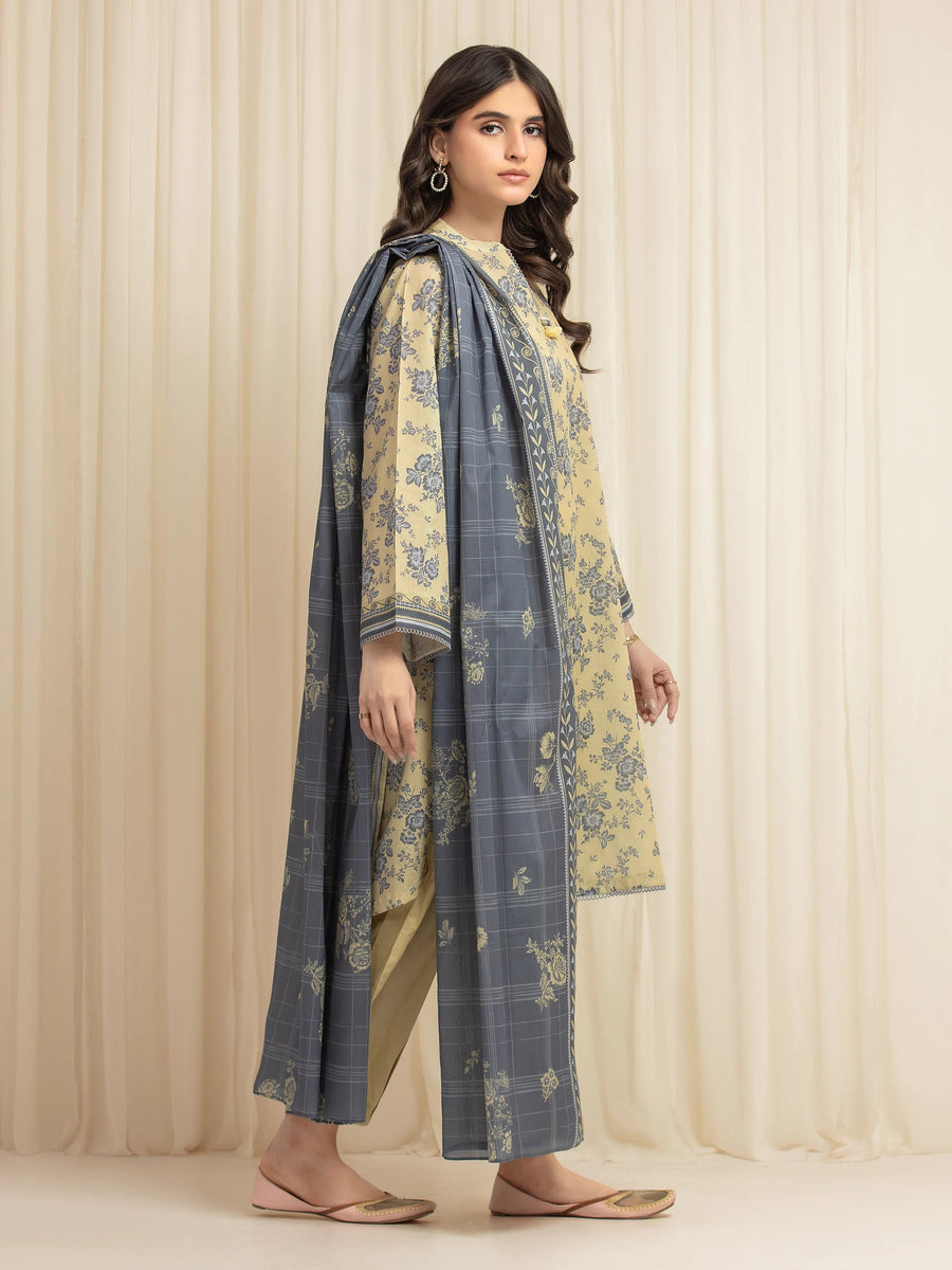 edenrobe Allure Lawn Unstitched Printed 3Pc Suit EWU6A1-36619
