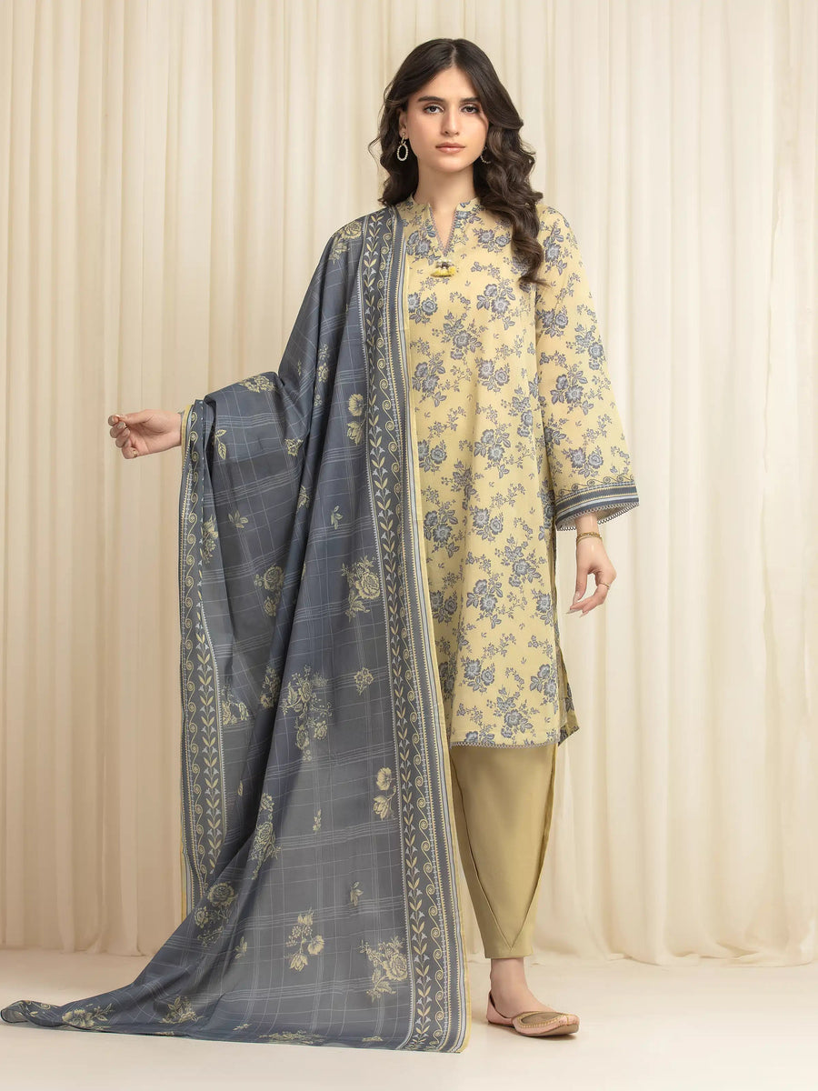 edenrobe Allure Lawn Unstitched Printed 3Pc Suit EWU6A1-36619