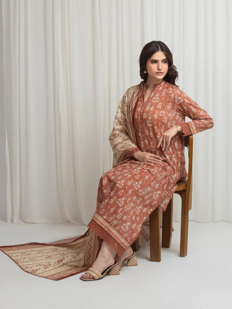 edenrobe Allure Lawn Unstitched Printed 3Pc Suit EWU6A1-36623