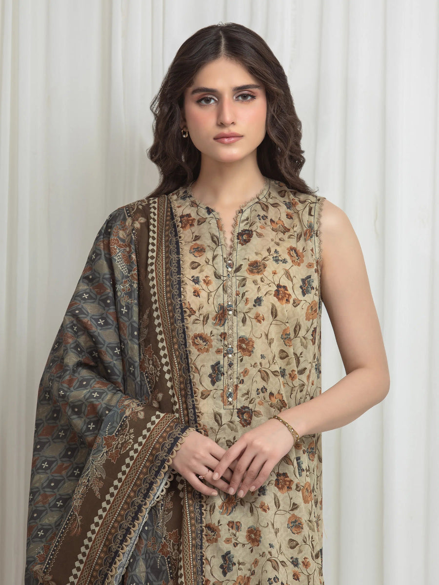 edenrobe Allure Lawn Unstitched Printed 3Pc Suit EWU6A1-36625