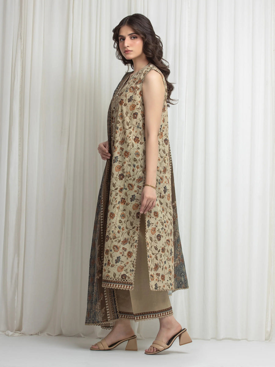 edenrobe Allure Lawn Unstitched Printed 3Pc Suit EWU6A1-36625