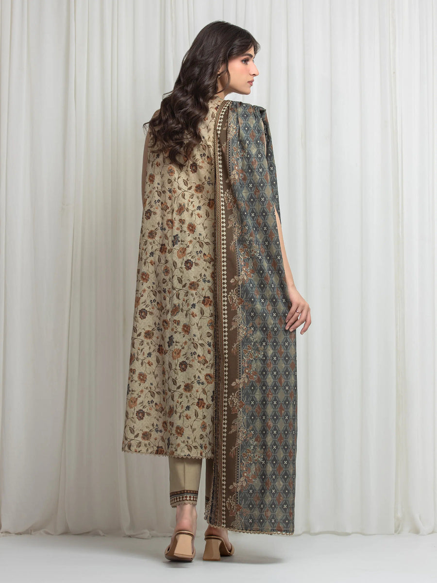 edenrobe Allure Lawn Unstitched Printed 3Pc Suit EWU6A1-36625