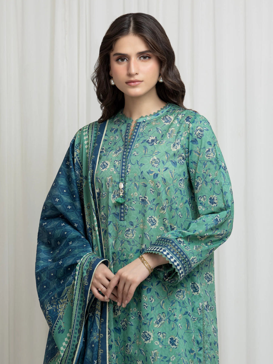 edenrobe Allure Lawn Unstitched Printed 3Pc Suit EWU6A1-36626