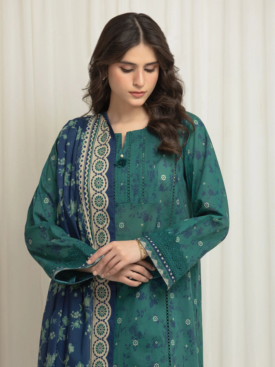 edenrobe Allure Lawn Unstitched Printed 3Pc Suit EWU6A1-36632