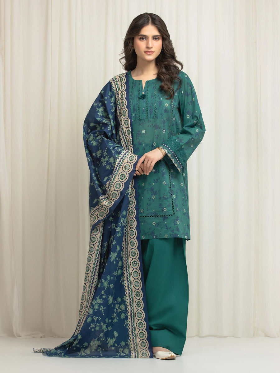 edenrobe Allure Lawn Unstitched Printed 3Pc Suit EWU6A1-36632