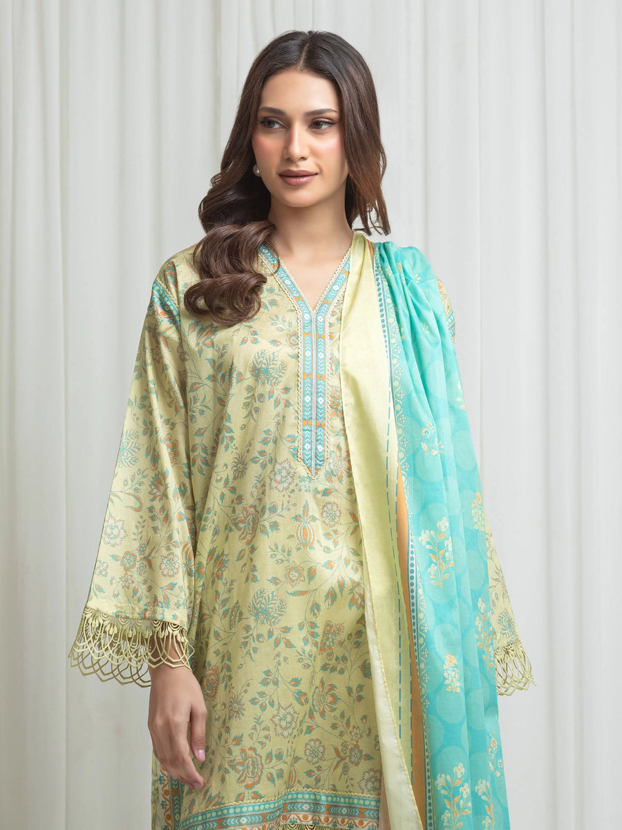 edenrobe Allure Lawn Unstitched Printed 3Pc Suit EWU6A1-36633