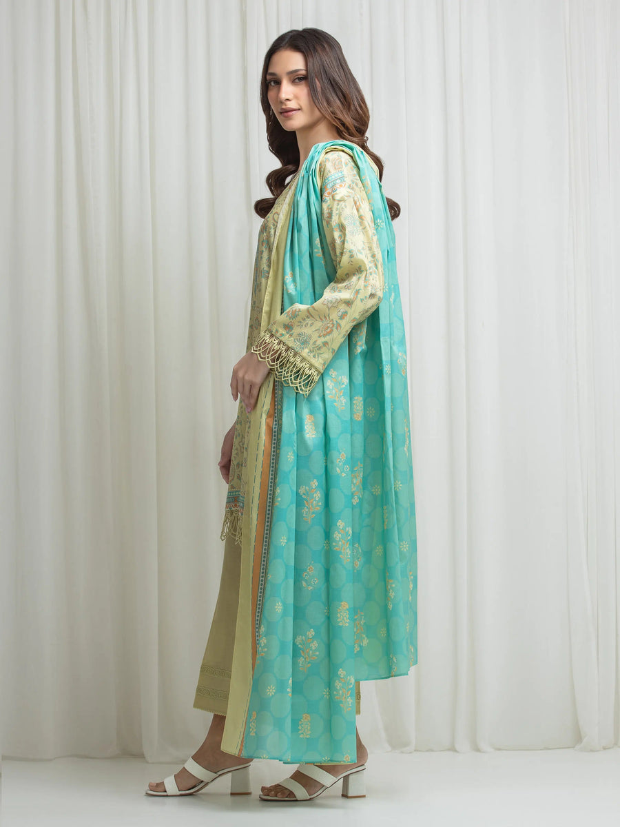 edenrobe Allure Lawn Unstitched Printed 3Pc Suit EWU6A1-36633