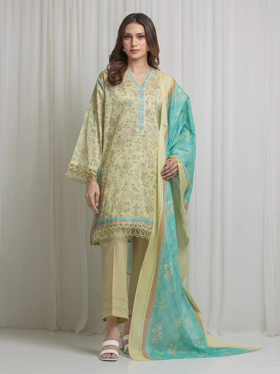 edenrobe Allure Lawn Unstitched Printed 3Pc Suit EWU6A1-36633