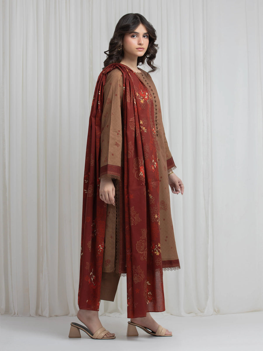 edenrobe Allure Lawn Unstitched Printed 3Pc Suit EWU6A1-36637
