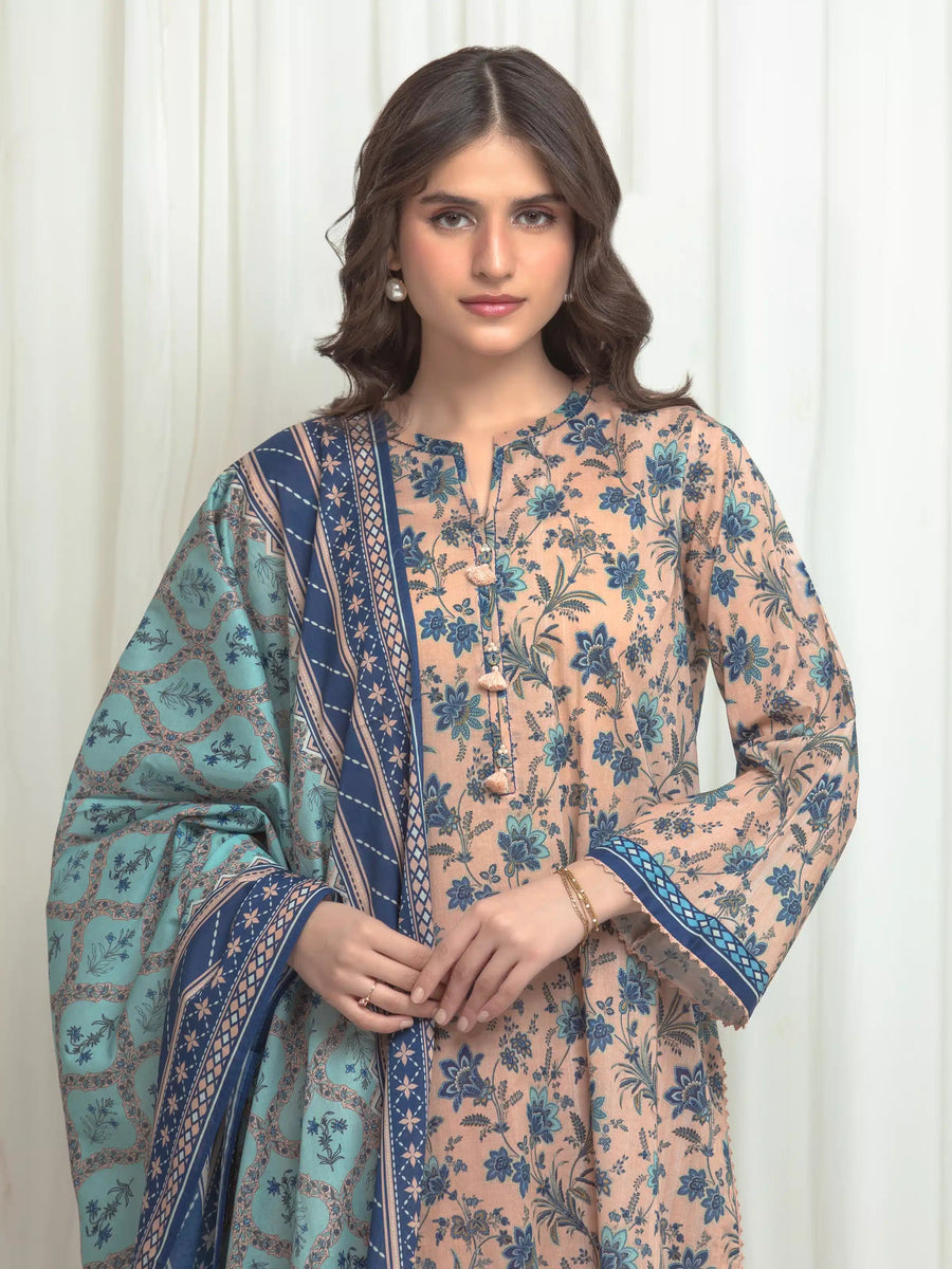 edenrobe Allure Lawn Unstitched Printed 3Pc Suit EWU6A1-36638