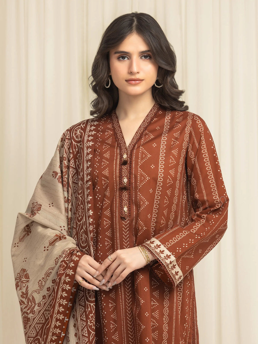 edenrobe Allure Lawn Unstitched Printed 3Pc Suit EWU6A1-36639
